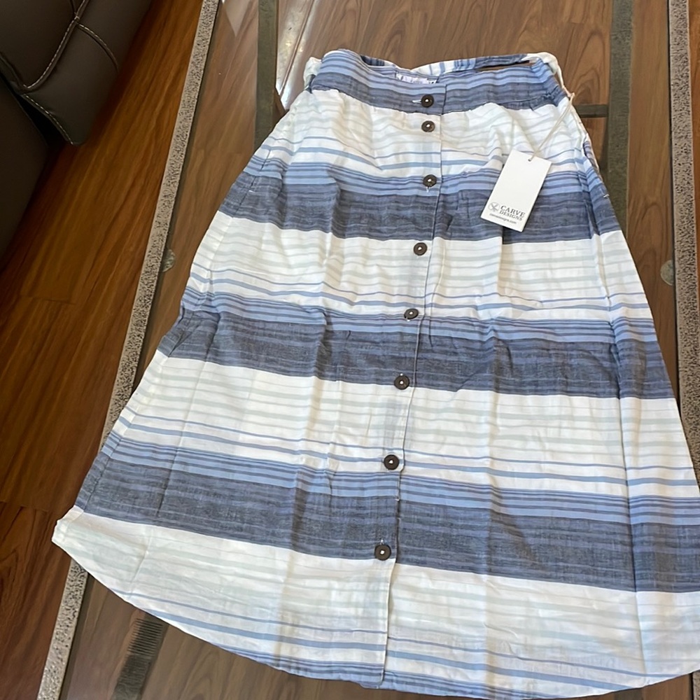 Crave Design, Medium,Navy sunrise stripe Amaya skirt